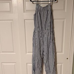 Old Navy Blue and White Striped Jumpsuit